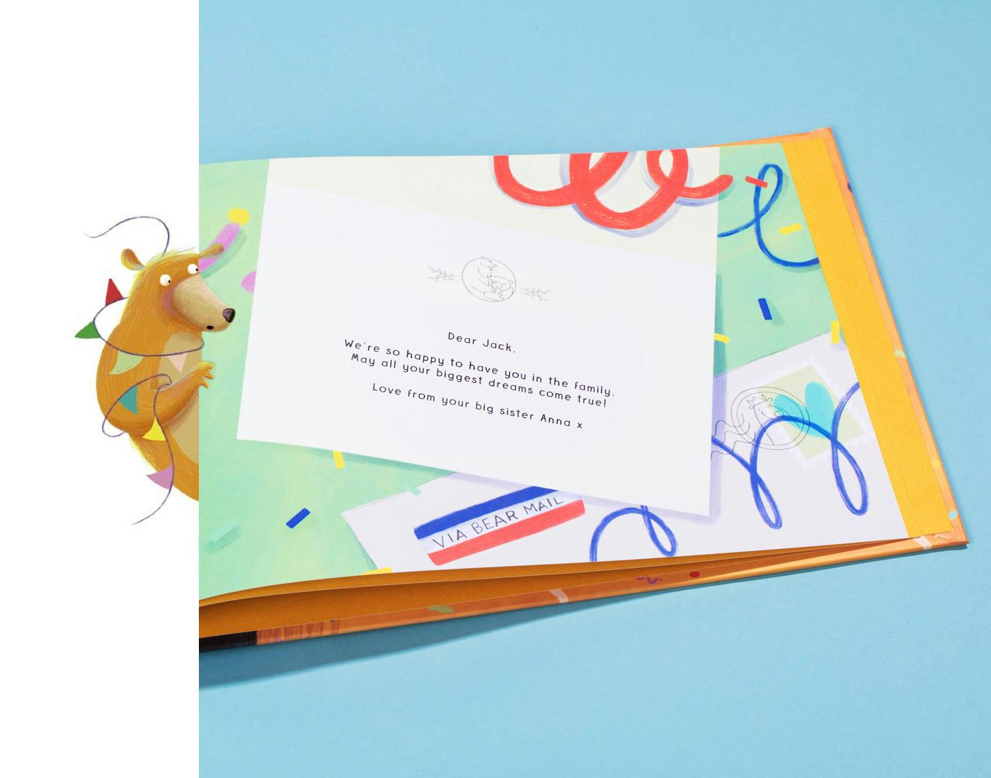 Image of the letter in the back of the book, to the littlest bear in your life.