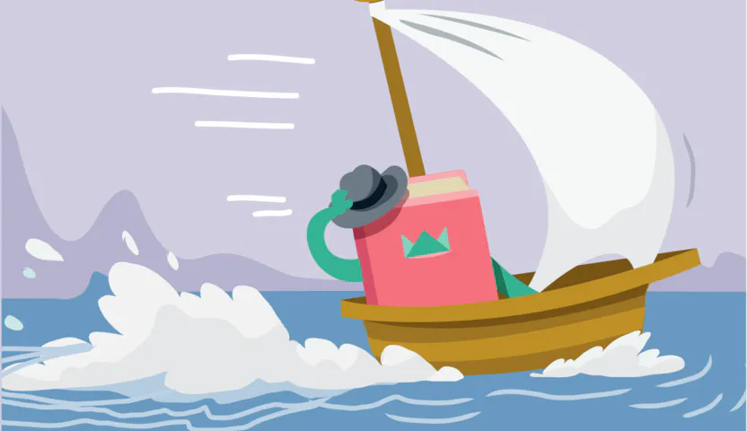 A ship with a book in it speeding off to be delivered
How it works